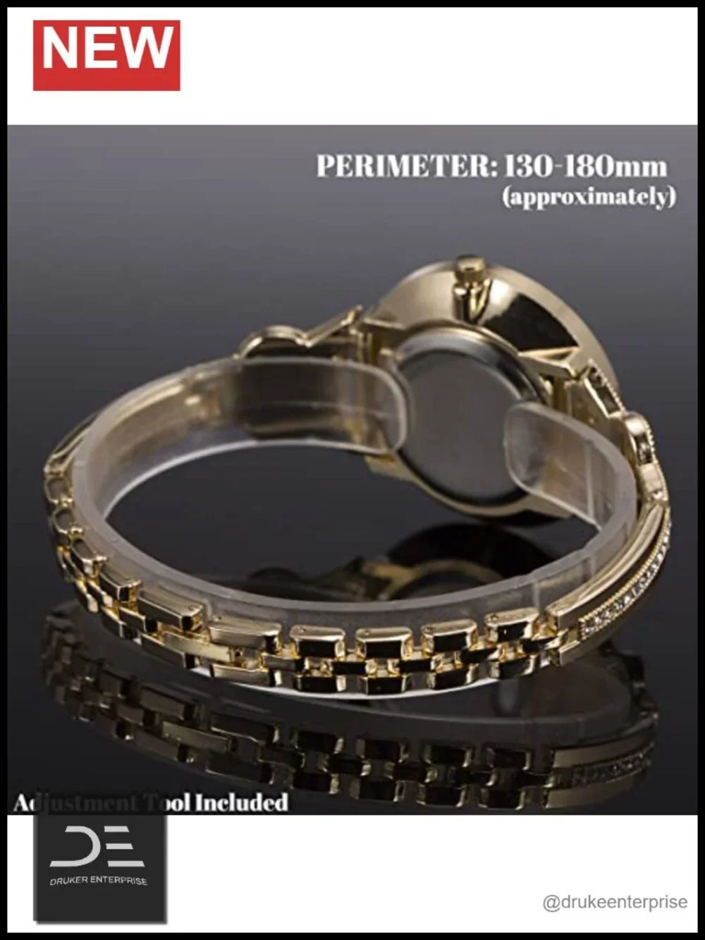 Lady Wrist Watch Quartz Gold Stainless Steel Crystal Dress Fashion Bracelet